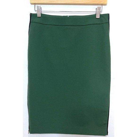 Zara Basic Women's Skirt Medium Dark Green Office Work Knee length Pencil Zipper - Picture 2 of 7